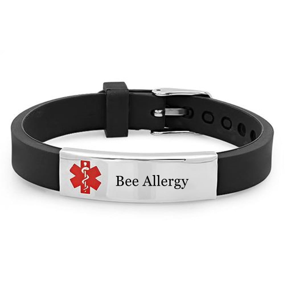 Bee Allergy Bracelet, Epi-pen Med Alert, Custom Medical Alert Bracelet,  Allergic to Bees Bracelet, Choice Your Fabric and Metal Bar - Etsy